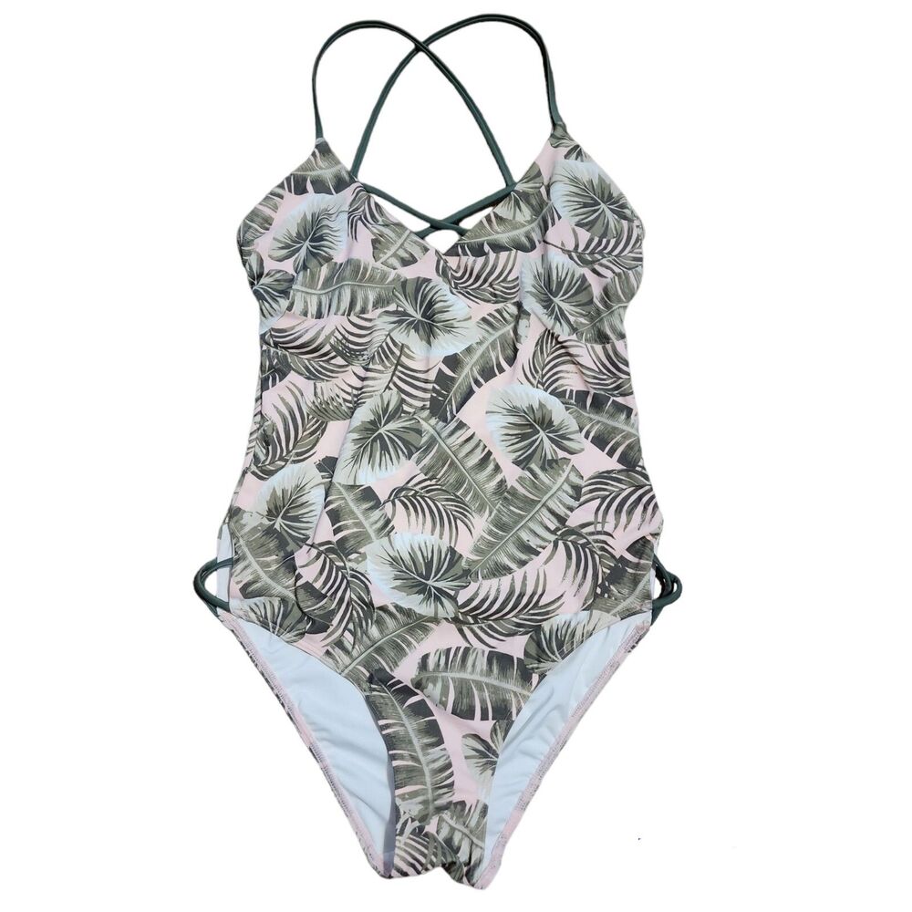 Lands' End Swimsuit Womens Size 6 One Piece Pink Hawaiian Tropical Beach Summer